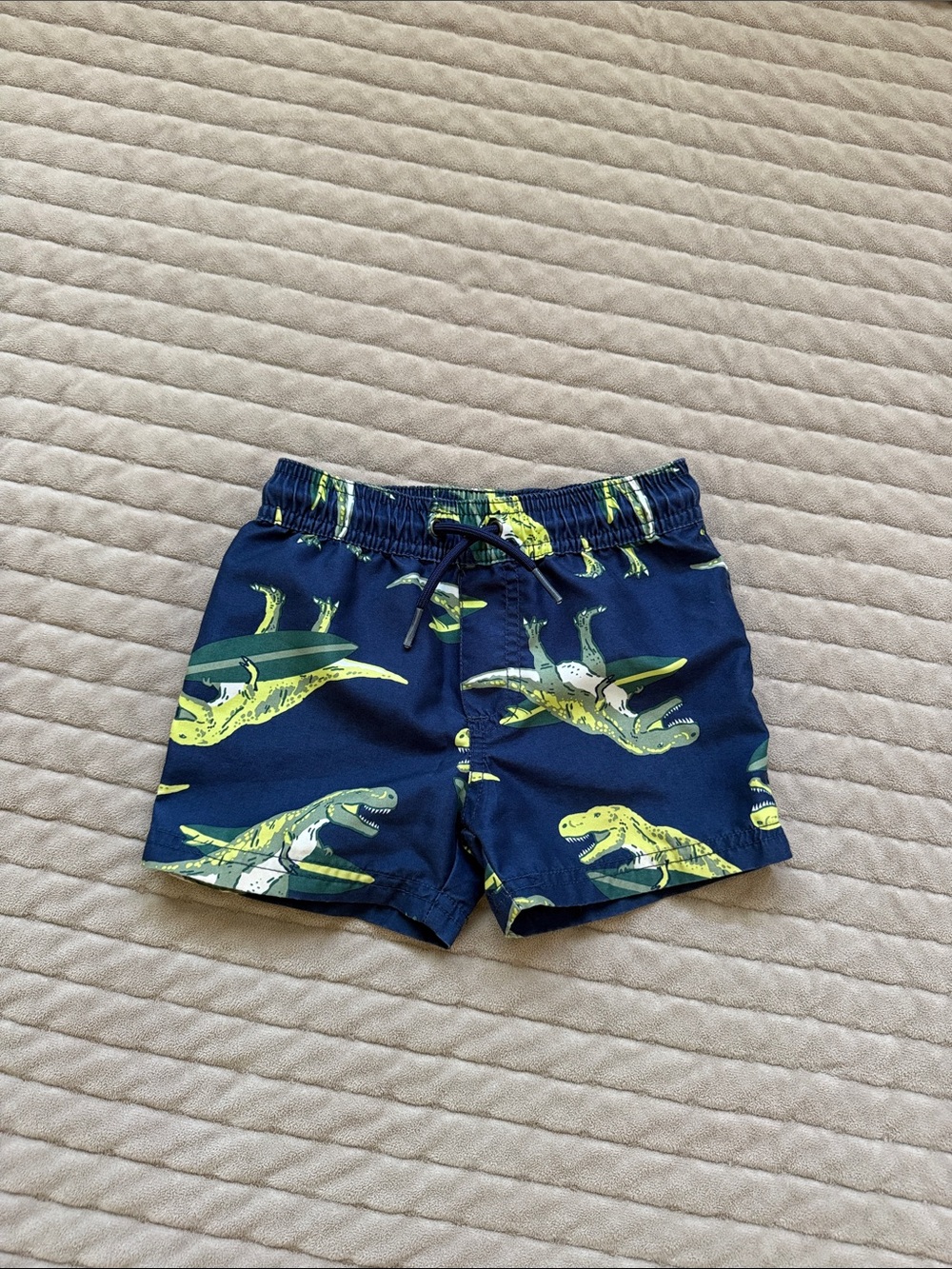 Carter's Navy Blue Swim Trunks with Lime Green Dinosaur Print